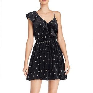 NEW Aqua Black Star Ruffle-Accent Asymmetrical Dress, Size M